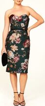 Marchesa Notte Italy Floral Jacquard Strapless Midi-Dress Sz-8 Black - $197.98