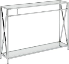 Convenience Concepts Oxford Console Table, Clear Glass/Chrome Frame - £123.45 GBP