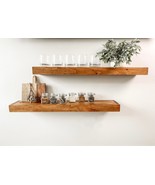 SET OF TWO Wood Floating Shelf 2-Inch Thick | 10-inches Deep | Rustic Shelf - €42,72 EUR+