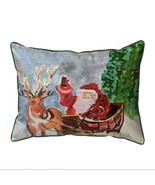 Betsy Drake Reindeer &amp; Santa Extra Large Zippered Pillow 20x24 - £48.66 GBP
