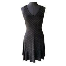 LOFT Outlet Black Casual Sleeveless Dress V-Neck Polka-Dot Fit &amp; Flare P... - $276.80 MXN