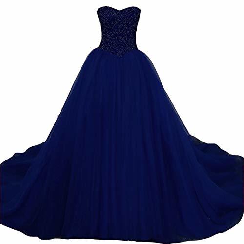 Kivary Plus Size Sweetheart Beaded Formal Long Evening Prom Dresses Royal Blue U