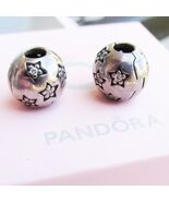 Two 2 Authentic Signed Pandora Sterling Silver Rhinestone STAR Charm Bea... - $49.45