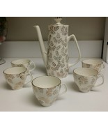 RARE 8 Piece Vintage Gold Fern Leaf China Set》Teapot and 5 Tea Cups》Gold... - £88.65 GBP