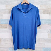 Peter Millar Soft Jersey Golf Polo Shirt Blue Short Sleeve Casual Mens L... - $39.59