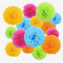 Party Pop Blossoms - Vibrant Tissue Paper Pom Poms for Festive Decoratio... - $35.63