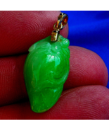 Earth mined Jade Green White Color Deco Pendant 18k Gold Charm - £4,517.69 GBP