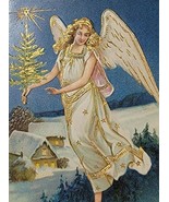 1910 Dutch Embossed Christmas Postcard Angel With A Christmas Tree In Hand - $412.83 MXN