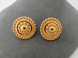 Monet Earrings Gold Tone Comfort Clip Bold Smooth Rope Twist Round Detai... - $17.99