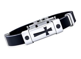 Jewelry Religious Diagonal Sideways Cross ID Bracelet - £35.31 GBP