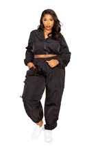 Women&#39;s Black Plus Size Hooded Active Cord Zip Up Set (3XL) - $131.67