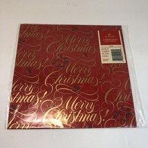 Vintage Hallmark Christmas Wrapping Paper 2 Sheets Red Merry Christmas H... - $9.89