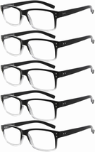 Eyekepper 5 Pack Reading Glasses for Men Spring Hinges Classic Readers Black-Cle - £17.60 GBP