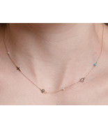 14K Gold Necklace Dainty-Evil Eye Necklace-Cross Necklace-Heart Necklace - $367.00