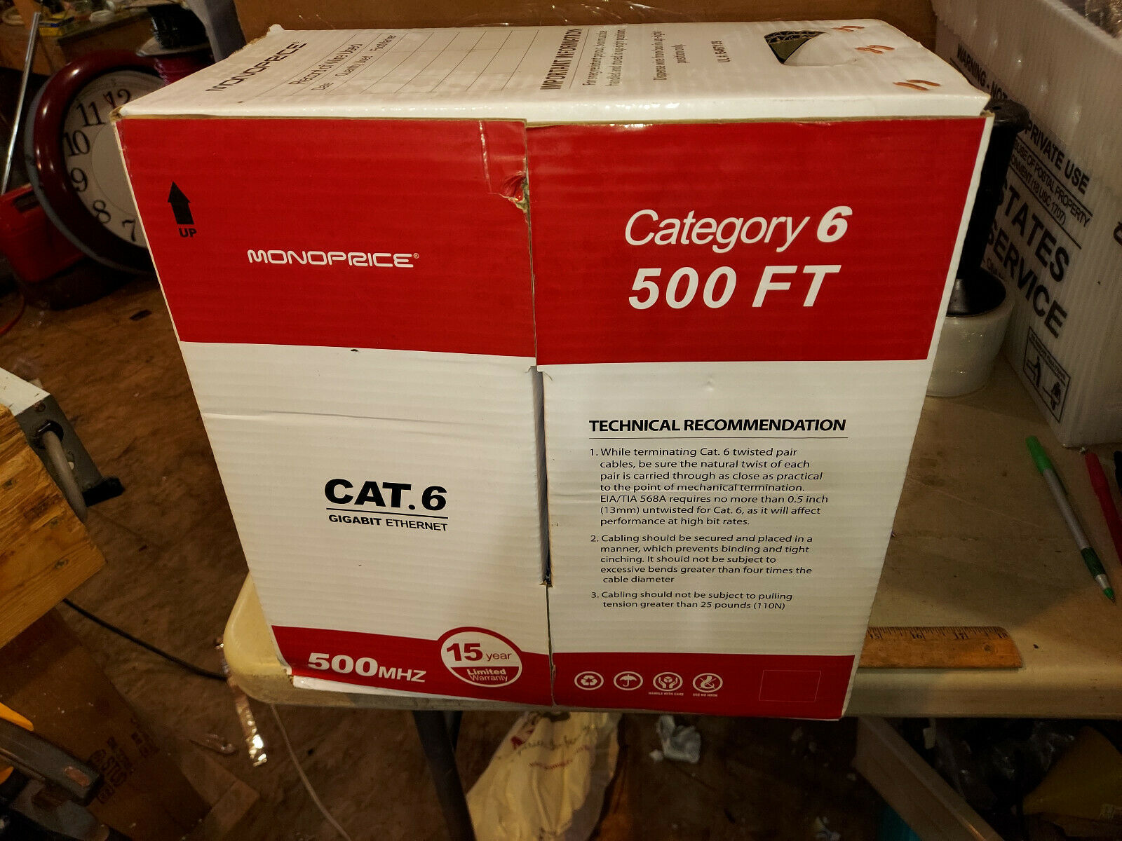 21WW43 MONOPRICE CAT6 WIRE, 500', NEW - $46.67