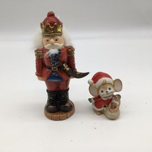 Vtg Homco 5252  Christmas Santa Mouse And A Nutcracker Figurine - £11.94 GBP