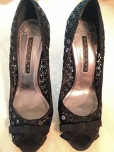 Laundry Women&#39;s Shoes By Shelli Segal Black Lace With Sequins Shoe Size 7.5 - £9.44 GBP