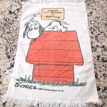 Vintage Snoopy Peanuts hand towel fringe on dog house Mornings Tastemake... - $19.00