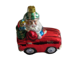 BK Brass Key Glass Santa Red Sports Car Striped Cap Toys Christmas Tree ... - $11.40