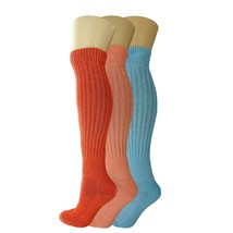 3 Pack Slouch Socks Cotton Colorful Heavy Knee High Scrunch Socks Size 9-11 - £14.18 GBP