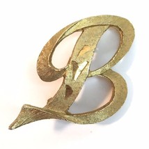 Vintage Signed MAMSELLE Textured Gold Tone Letter Initial “B” Brooch Pin - £9.49 GBP