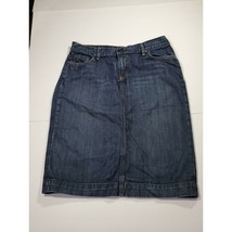 J.Crew Women&#39;s Size 31 Pencil Style Knee Length Slit 100% Cotton Blue Skirt - £16.97 GBP