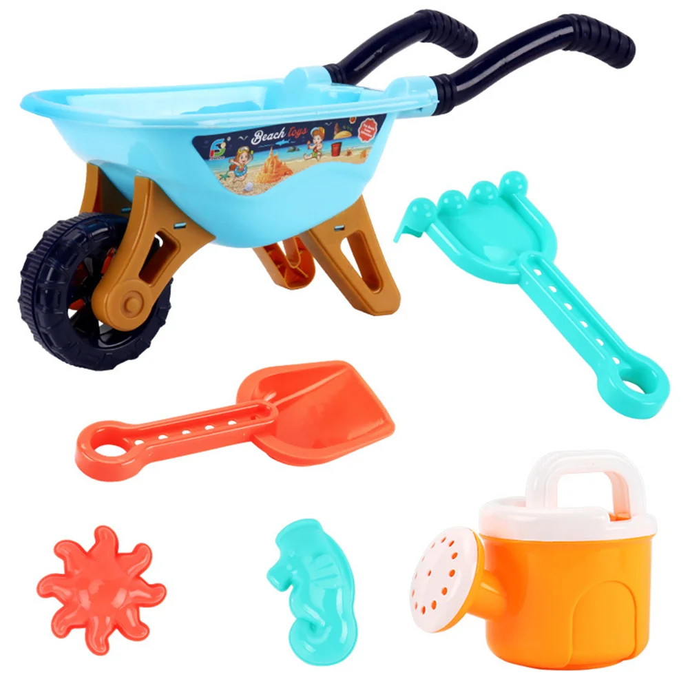 6Pcs Beach Sand Toys Set Wheelbarrow Rake Watering Can Kids Gardening Set Summer - £14.59 GBP