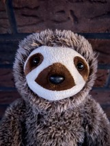 Stuffed Sloth Soft Plush Toy 12&quot; x 22&quot; Hook &amp; Loop Feet Arms Wrap Around Animal - $11.40