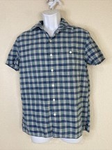American Eagle Men Size S Blue Check Button Up Shirt Short Sleeve Pocket - £5.38 GBP
