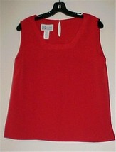Darue of California Red Soft Poly Sleeveless Blouse Tank w/Fabric Trim  ... - $11.30