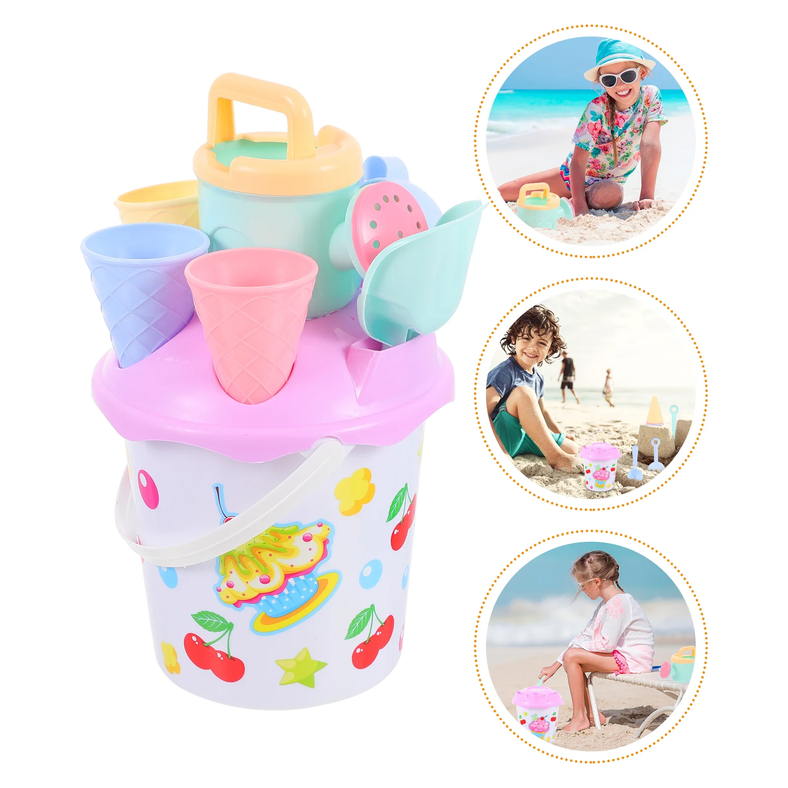 8 Pcs/Set Ice Cream Children Sand Bucket Kids Toys Sand Child Plastic Children - £11.57 GBP