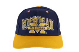 Vintage 90s University of Michigan Spell Out Block Letter Snapback Hat C... - £35.57 GBP