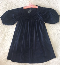 Luxe MARC JACOBS Tunic Dress Navy Blue Flowers Embroidered 3/4 sleeve A-... - $79.00