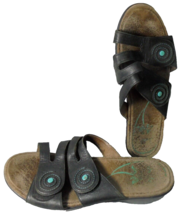 Dansko Women&#39;s Leather Slip On Sandals size 40 US 9 Black Turquoise Accents - $16.71