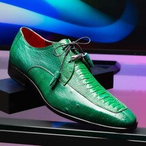 Andretti Genuine Ostrich Leg Dress Derby's Shoes Lemon Green image 11