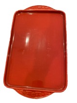 Longaberger Pottery Tomato Red Rectangle Serving Tray w/Handles RARE - $94.99