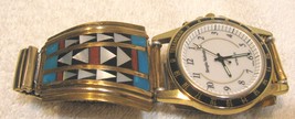 GF Sterling Watchband tips in a Fabulous Inlay Mosaic of gemstones [Zuni] - $55.00