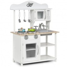 Wooden Pretend Play Kitchen Set for Kids with Accessories and Sink - £80.96 GBP