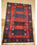 Persian Hamadan rug 2.5 x4  red / blues / tribal  - £296.47 GBP