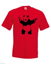 Mens T-Shirt Banksy Street Art Graffiti, Panda with Pistols, Bear Guns T... - £19.70 GBP