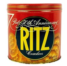Ritz Cracker 50th Anniversary Tin Empty 12 Oz Nabisco 1984 Red Original Vintage - $7.99