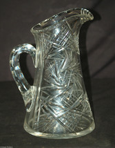 American Brilliant Period ABP Large Cut Glass Pitcher Pinwheel Buzz Saw Design - £79.12 GBP