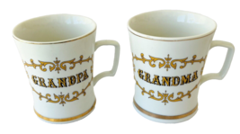 Grandpa &amp; Grandma Matching Coffee Mugs by Knobler Japan with Sweet Senti... - £26.56 GBP