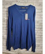 Greg Norman Men XXL 2XL Lux Sweater V-neck Natural Performance Blue New - $54.86 CAD