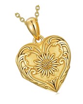 Sunflower/Rose/Daisy Heart Locket Necklace That to - £122.78 GBP