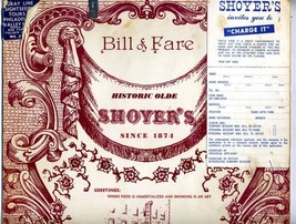 Historic Olde Shoyers Menu Philadelphia Pennsylvania 1960  - £68.61 GBP