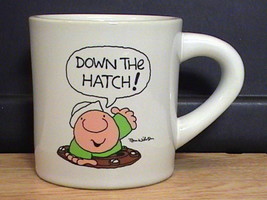 Vintage ZIGGY Stoneware Coffee Mug Cup Navy Sailor Theme Down the Hatch 1982 - £6.27 GBP