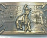 NOS Antique Vintage Brass Belt Buckle Cowboy Western Bucking Bronco Embo... - $17.77