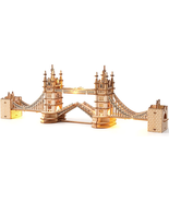 3D Puzzle for Adults, Wooden Tower Bridge Craft Kit with LED - £21.77 GBP