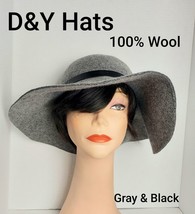 D&amp;Y Gray With Black Detail Band 200% Wool Classic Brim Hat - £14.26 GBP